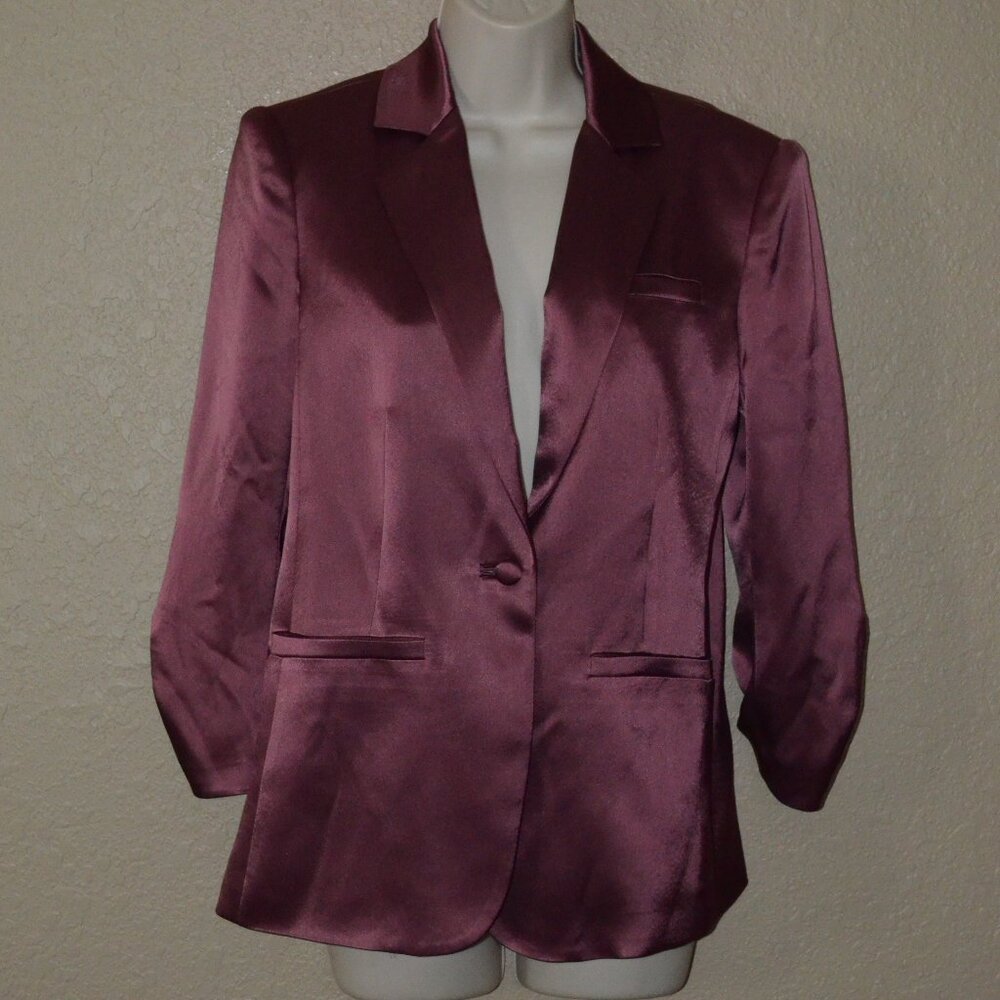 NWOT $495 Sz 0 Cinq a Sept Khloe Rosewood Pink Satin Jacket